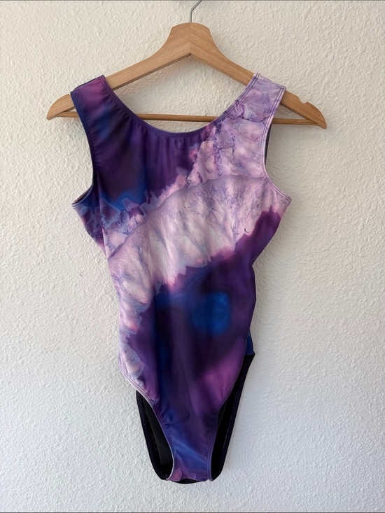 Destira Tops - Girls' Purple Marble Print Tank One-Piece Bodysuit